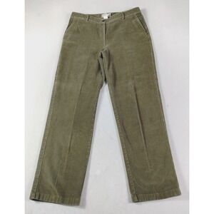 L.L.Bean Corduroy Pants Womens 12 Tall Green Favorite Fit Straight‎ Leg Outdoors